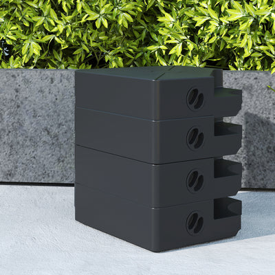 Outsunny Umbrella Weights for Cantilever Parasols, Set of 4 Heavy Duty Parasol Base Weights, 64kg Sand or 55kg Water Filled, Black 