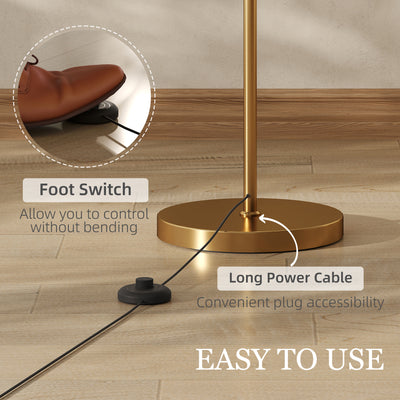 HOMCOM LED Floor Lamp with Remote Control - Gold Tone 