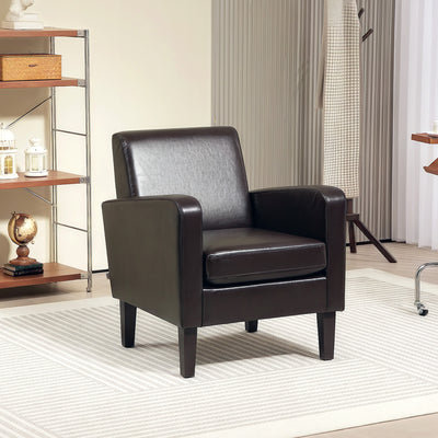 HOMCOM Faux Leather Simple Armchair - Brown 