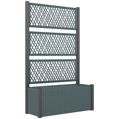 Outsunny Garden Planter Box with Trellis, Liner for Climbing Plants, Vegetables, Flowers, 90 x 35 x 148 cm, Charcoal Grey 