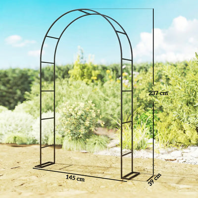 Outsunny Garden Arch, 2.4 m High x 1.5 m Wide Metal Garden Trellis for Climbing Plants, Outdoor Wedding Arch for Bridal, Black 