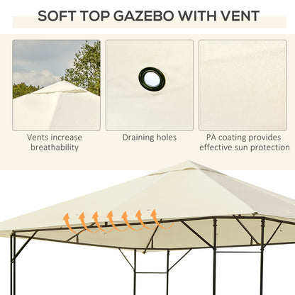 Outsunny 3 x 3 Meters Patio Garden Metal Gazebo Marquee Steel Frame with Canopy Awning Tent Water Resistant Cream 