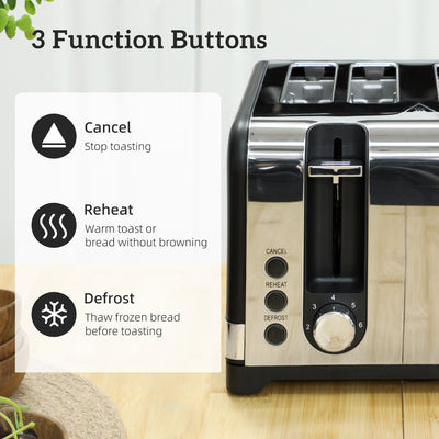 HOMCOM Sleek Textured Kettle and Four-Slice Toaster Set - Black 