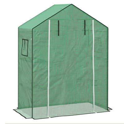 Outsunny Greenhouse Cover Replacement Walk-in PE Hot House Cover with Roll-up Door and Windows, 140 x 73 x 190cm, Green 