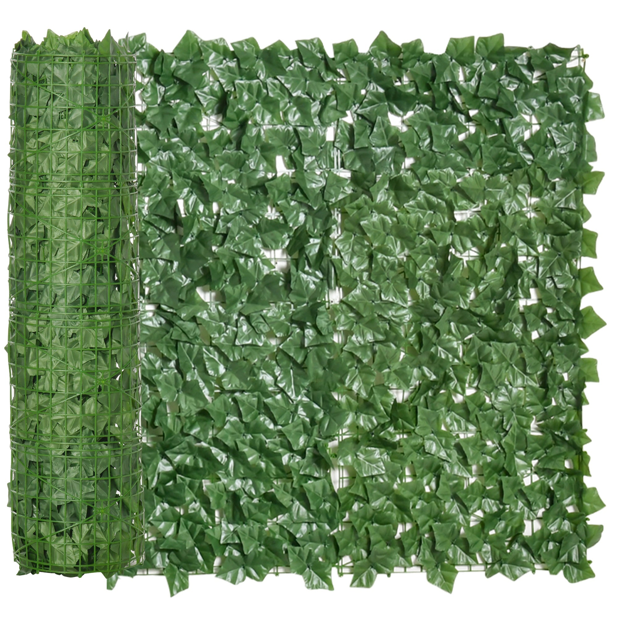 Outsunny 1-Piece Artificial Leaf Hedge Screen Privacy Fence Panel for Garden Outdoor Indoor Decor, Dark Green, 3M x 1M 