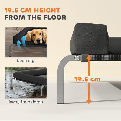 PawHut Elevated Dog Bed with Removable Bolsters, Raised Dog Bed for Large Breeds, Portable Indoor & Outdoor Pet Cots, Black 