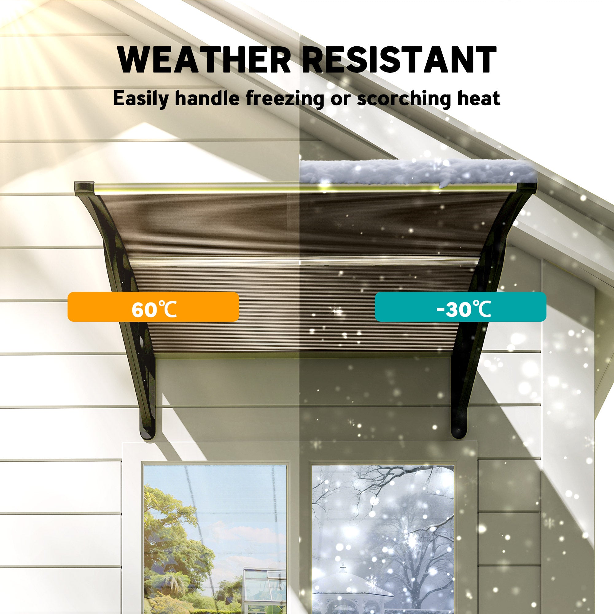 Outsunny Front Door Canopy, Outdoor Awning, Rain Shelter for Window, Porch and Front/Back Door, 103 x 96.5 cm, Brown 