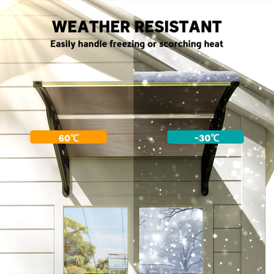 Outsunny Front Door Canopy, Outdoor Awning, Rain Shelter for Window, Porch and Front/Back Door, 103 x 96.5 cm, Brown 