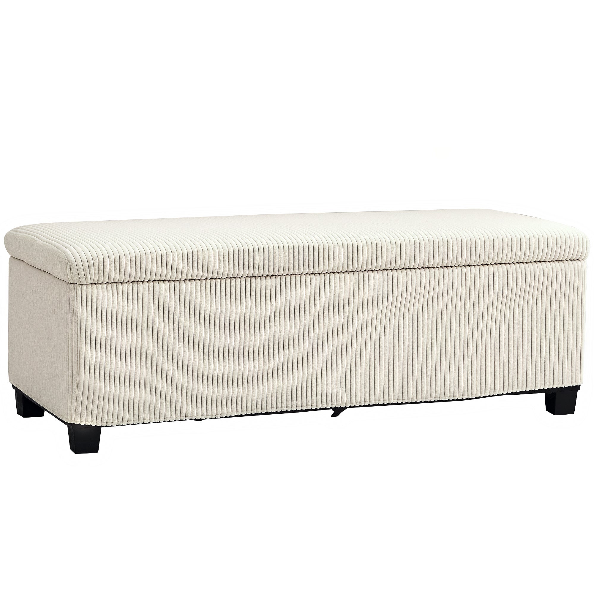HOMCOM Storage Ottoman Bench, Corduroy Footstool with Removable Lid and Legs, 112cm Storage Chest Box for Living Room, Bedroom, Hallway, Beige 