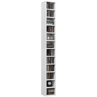 HOMCOM 204 CD Tall Narrow Media Storage Tower - White 