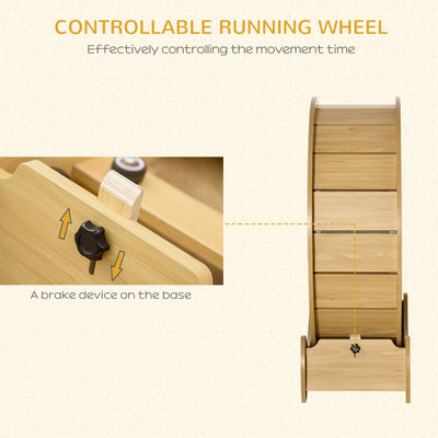 PawHut 30" Wooden Cat Running Wheel with Brake, Natural Wood Finish 