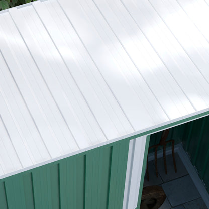 Outsunny 5 x 3ft Garden Storage Shed with Sliding Door and Sloped Roof Outdoor Equipment Tool, Green