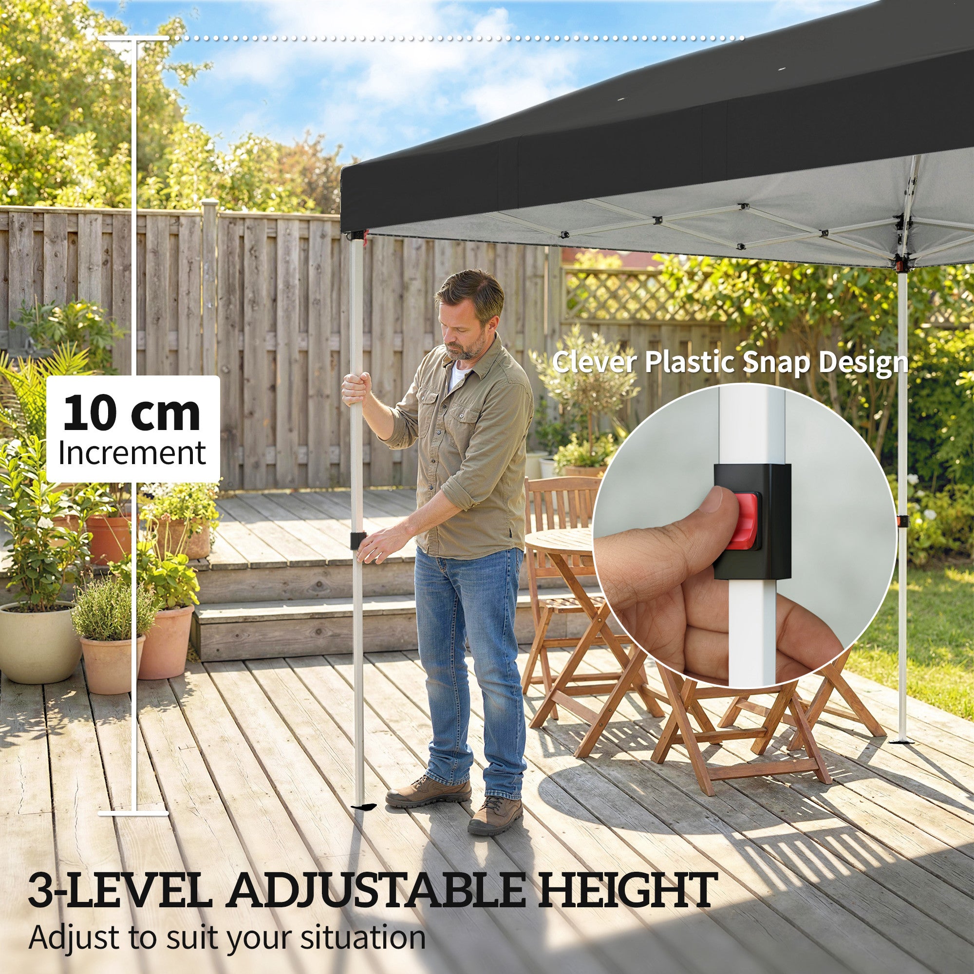 Outsunny 3 x 6 m Pop Up Canopy with UV50+ Protection Garden Gazebo with 6 Sidewalls, Black 
