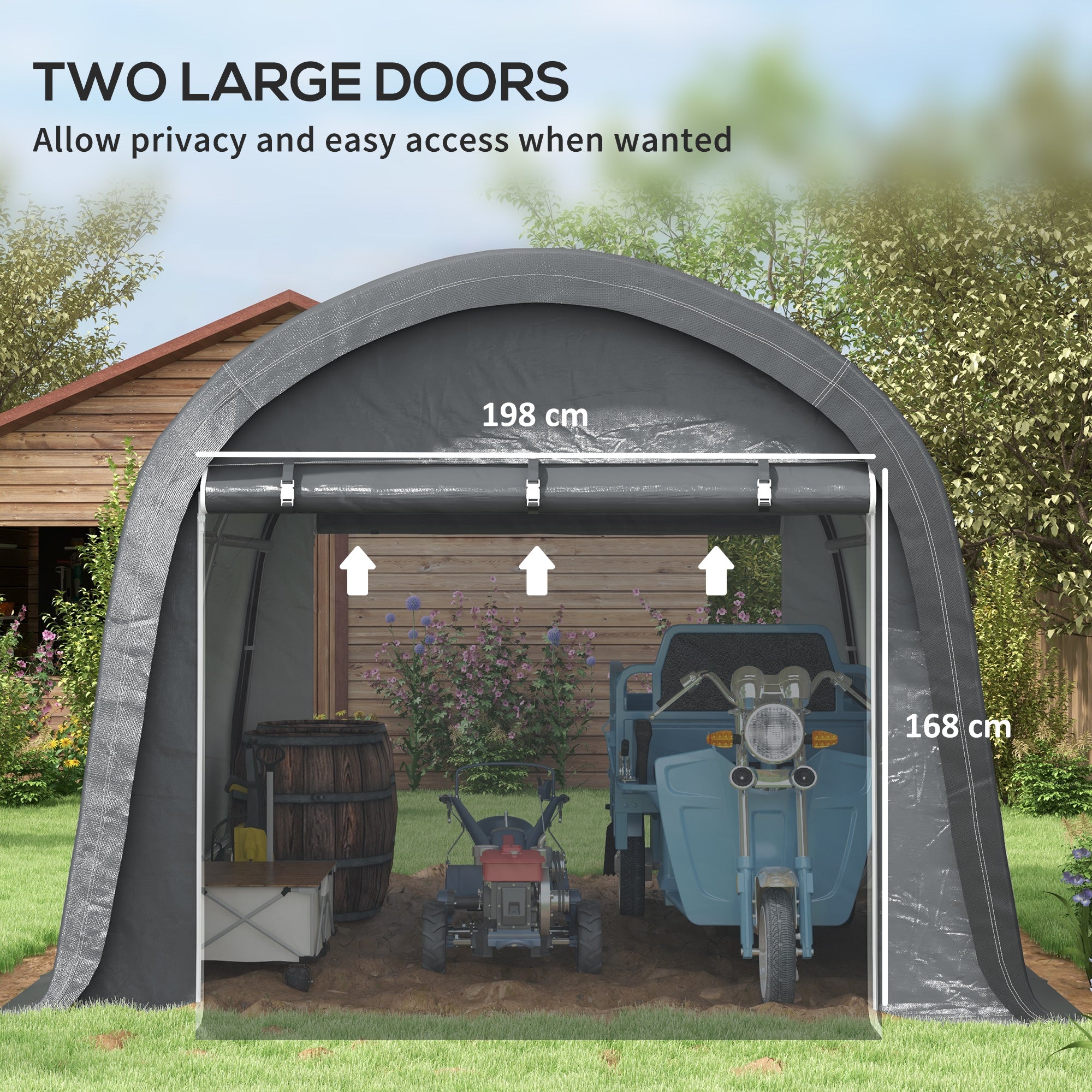 Outsunny 3 x 3(m) Garden Storage Tent, Heavy Duty Outdoor Shed, Waterproof Portable Shed Storage Shelter with Galvanised Steel Frame for Bike, Motorcycle, Garden Tools, Grey 