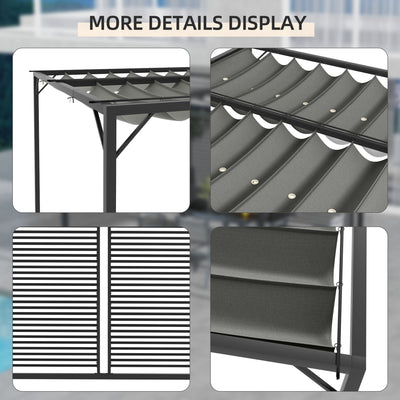 Outsunny 3 x 2.8m Metal Pergola, with Retractable Fabric Roof - Grey 