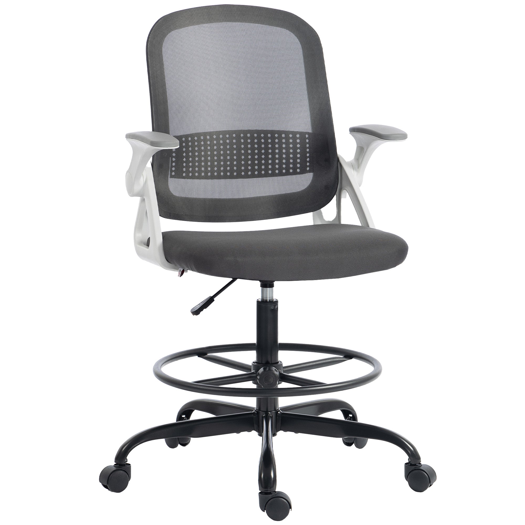 HOMCOM Painting Chair, Mesh Computer Desk Chair with Flip-up Armrests, Grey 