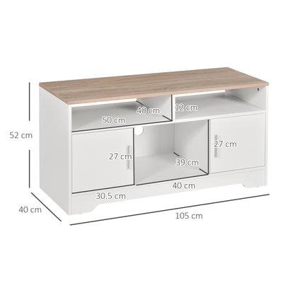 HOMCOM TV Stand Cabinet up to 50", Modern TV Unit with Storage, Open Shelves and Cable Management for Living Room, Bedroom, White 