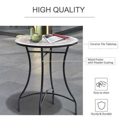Outsunny 60cm Mosaic Round Bistro Table Side Bar Table Patio Garden Outdoor Balcony Furniture 