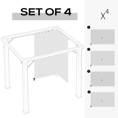 Outsunny 4 Pack Universal Gazebo Replacement Sidewalls Privacy Panel for Most 3 x 4m Gazebo Canopy Pavillion Outdoor Shelter Curtains Accessories Light Grey 