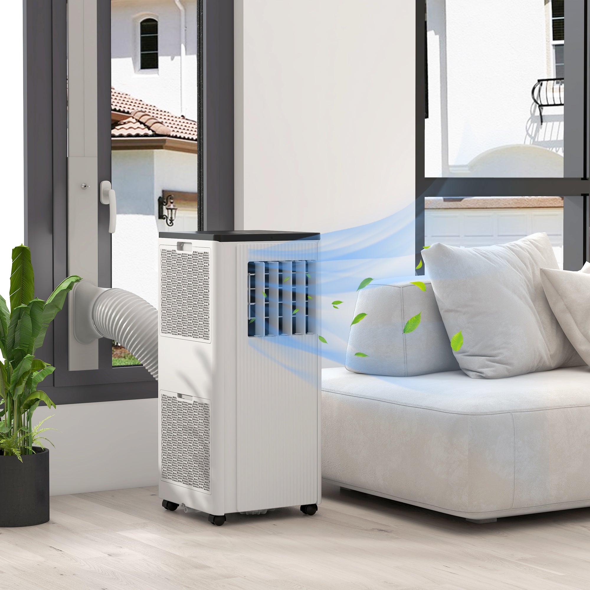 HOMCOM 9,000 BTU App-Controlled Mobile Air Conditioner, 20m\'c2\'b2 Radius - White