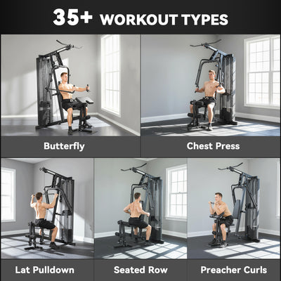 SPORTNOW Multi Gym with Adjustable Seat and Back, All in One Home Gym Machine with 45kg Weight Stack for Full Body Strength Training 