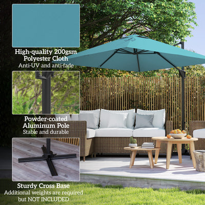 Outsunny Patio Offset Parasol Umbrella - Blue 