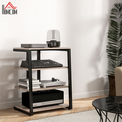 HOMCOM HiFi Stand, with Four Storage Shelves - Grey 