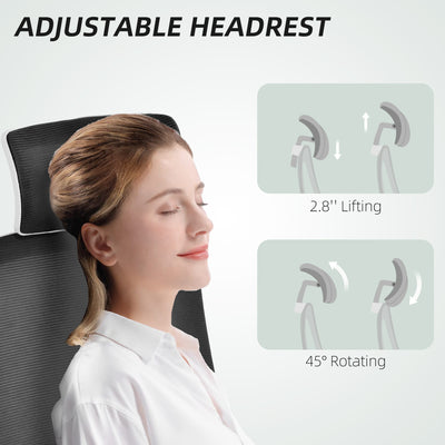 HOMCOM Executive Office Chair, Ergonomic Mesh High Back Desk Chair with Flip-up Armrest, Adjustable Lumbar Support, Rotatable Headrest, Black 
