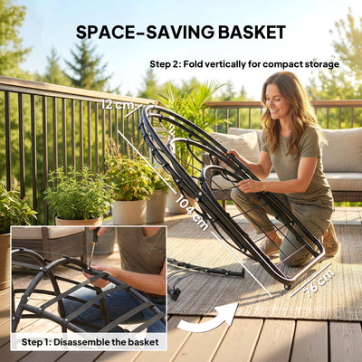 Outsunny Hanging Egg Chair, Indoor Outdoor Swinging Hammock Chair with Stand, Foldable Basket, Side Pocket, Dark Grey 