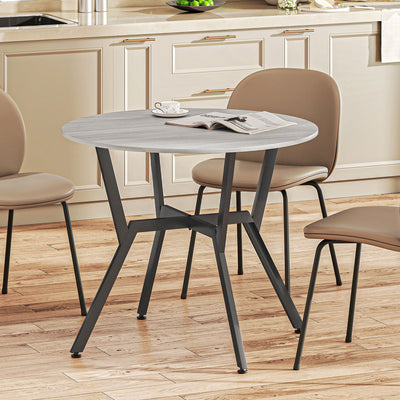 HOMCOM Dining Table, Round Kitchen Table with Black Legs, Anti-slip Foot Pads for Living Room, Dining Room 90 x 76 cm, Grey 