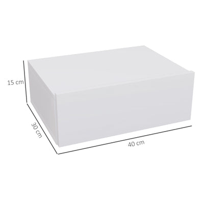 HOMCOM Floating Bedside Table, Wall-Mounted Nightstand with Storage Drawer, Small Side End Table for Bedroom, White 