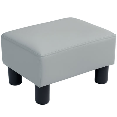 HOMCOM PU Leather Footstool with 4 Plastic Legs, Grey 