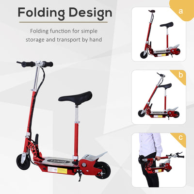 HOMCOM Foldable Electric Scooter for Teens Over 7 years old 12V Battery 120W-Red 