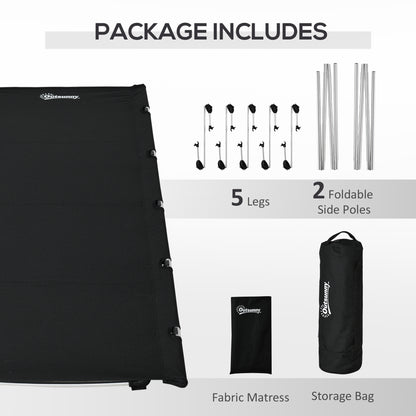 Outsunny Lightweight Camping Bed, Aluminium Portable Camp Cot w/ Strong Support 150kg and Carry Bag for Camping, Black