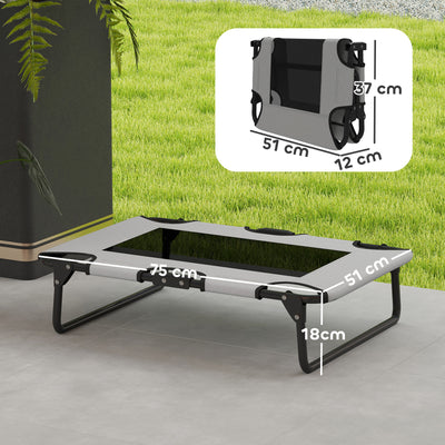 PawHut Portable Raised Dog Bed, Elevated Pet Cot with Breathable Mesh for Indoor Outdoor, for Small Medium Dogs, Light Grey 