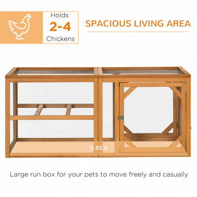 PawHut Wooden Chicken Coop with Perches, Doors, Combinable Design, for 2-4 Chickens - Natural Wood Colour 