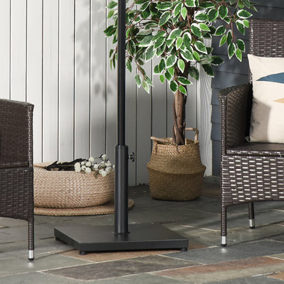 Outsunny Φ35/38/48MM 18KG Steel Square Parasol Stand Base w/ Adjustable Knob Umbrella Stand Garden Patio Outdoor Home, Black 