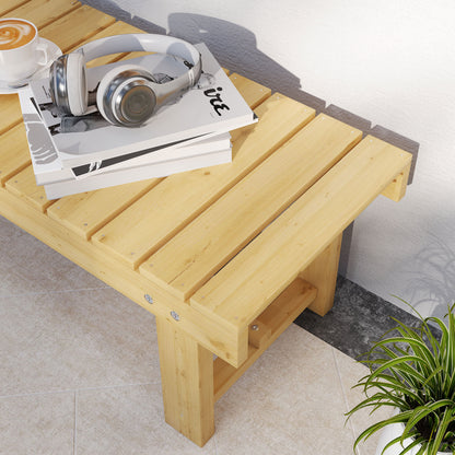 Outsunny 1 Piece 2-seater Outdoor Indoor Wooden Garden Bench Fir Patio Loveseat, 110L x 38W x 35Hcm, Natural 