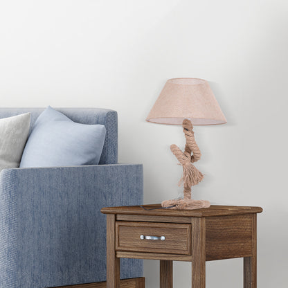 HOMCOM Table Lamp Bedside Light Indispensable Nautical Twisted Rope Glow E27 Bedroom Living Room Beige 