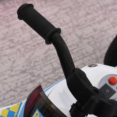 HOMCOM Kids Ride-On Police Bike 3-Wheel Vehicle w/ Music Lights Safe Seat Handlebars Toddler NO POWER Child Learning Fun Development 18-36 Months Blue 
