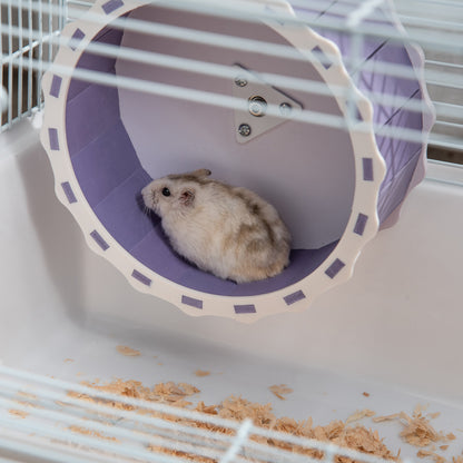 PawHut 2 Tier Hamster Cage, Gerbil Cage with Exercise Wheel, Water Bottle, Ladder, White 