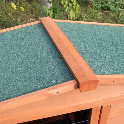 PawHut 2 Tier Rabbit Hutch Guinea Pig Hutch Ferret Cage with Ramp Slide Out Tray for Indoor Outdoor 100.5 x 55 x 101 cm 