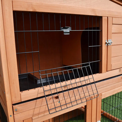 PawHut 2 Tier Rabbit Hutch Guinea Pig Hutch Ferret Cage with Ramp Slide Out Tray for Indoor Outdoor 100.5 x 55 x 101 cm 