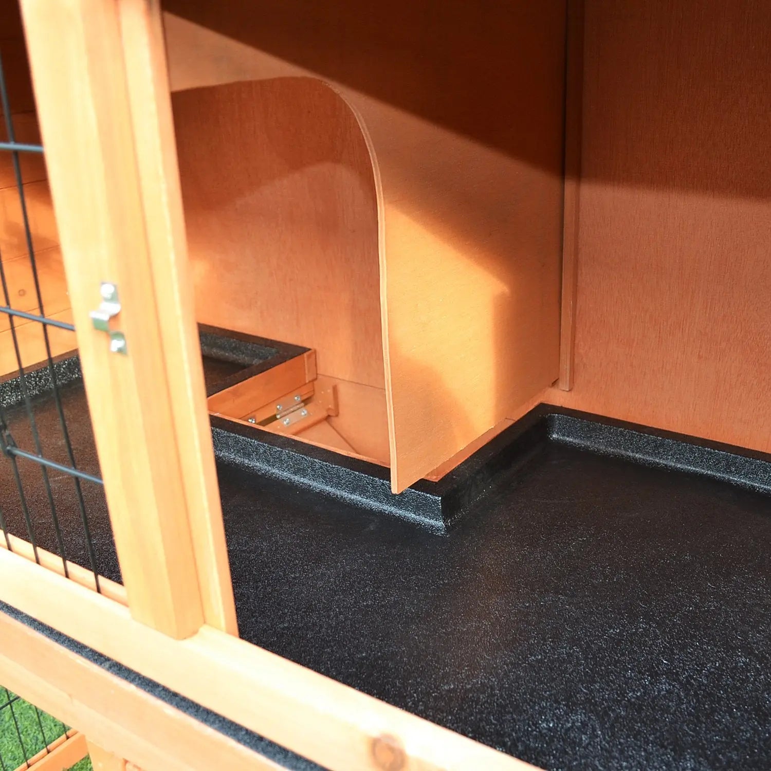PawHut 2 Tier Rabbit Hutch Guinea Pig Hutch Ferret Cage with Ramp Slide Out Tray for Indoor Outdoor 100.5 x 55 x 101 cm 