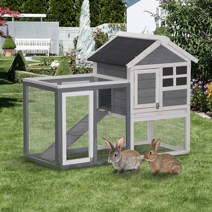 PawHut 2 Tier Wooden Guinea Pigs Hutches Guinea Pig Cage Rabbit Cage Pull Out Tray W/ Ramp 122 x 62.6 x 92 cm 