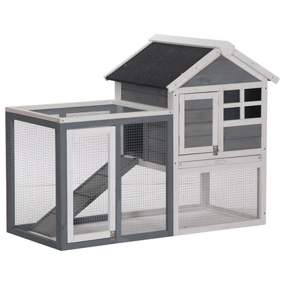 PawHut 2 Tier Wooden Guinea Pigs Hutches Guinea Pig Cage Rabbit Cage Pull Out Tray W/ Ramp 122 x 62.6 x 92 cm 