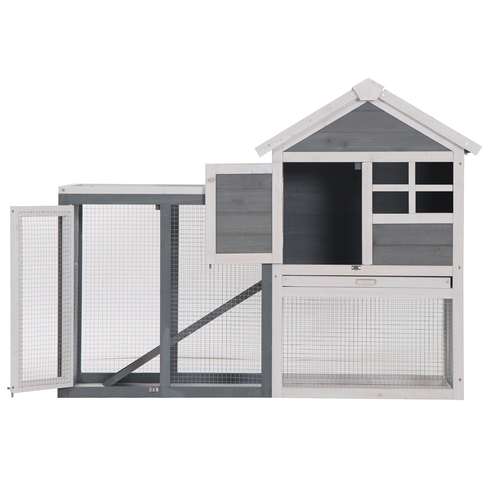 PawHut 2 Tier Wooden Guinea Pigs Hutches Guinea Pig Cage Rabbit Cage Pull Out Tray W/ Ramp 122 x 62.6 x 92 cm 