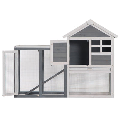 PawHut 2 Tier Wooden Guinea Pigs Hutches Guinea Pig Cage Rabbit Cage Pull Out Tray W/ Ramp 122 x 62.6 x 92 cm 