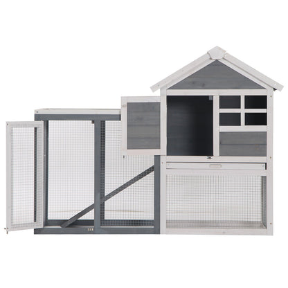 PawHut 2 Tier Wooden Guinea Pigs Hutches Guinea Pig Cage Rabbit Cage Pull Out Tray W/ Ramp 122 x 62.6 x 92 cm 