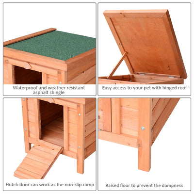 PawHut 20" Wooden Guinea Pigs Hutches-Fir Wood 